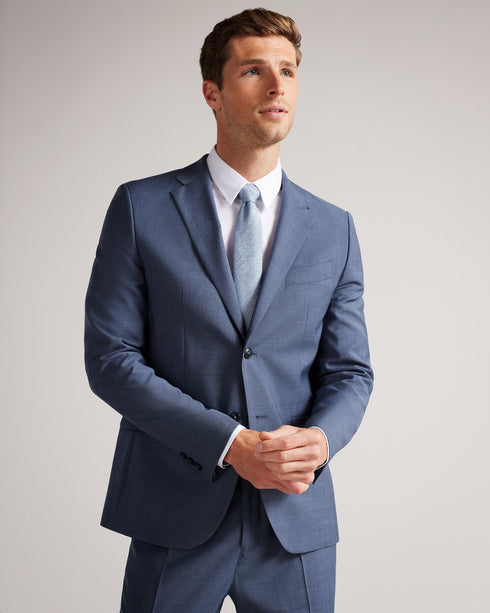 SEIL-Jackets-Look suave and stay smart in SEIL. This blazer's flattering fit combines with classic tailoring details and a luxe mohair-look finish for a refined and modern feel. Blazer Mohair look Long sleeved Half lined Notched lapel Wool Edward is 6'3" / 1.90m and wears Light Blue in a Ted size 3- Ted Baker Romania